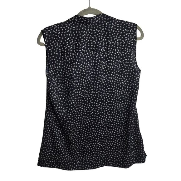 Ann Taylor Preppy Old Money Popover Blouse Sleeveless Collared Anchor Print Sz S - Picture 3 of 11